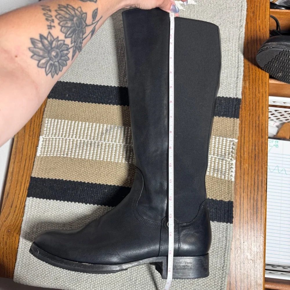 Frye Melissa Tall Back Zip Black Leather Riding Boots Equestrian Women 10B